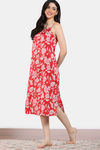 Zivame 2 Mile Fashion Woven Knee Length Loungedress - Barbados Cherry — thumbnail 3